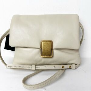 NWT Off White Cream Massimo Dutti Small Leather Crossbody gold hardware